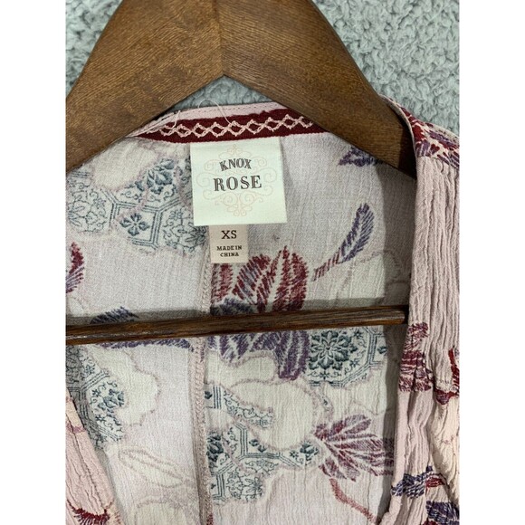 Women's XS Knox Rose Open Front Floral Short Sleeve Cardigan Blouse - Picture 11 of 12